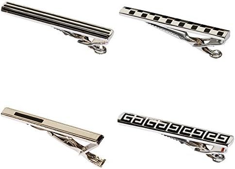 Jinshow Men Formal Style Silver Tone Simple Necktie Tie Bar Clasp Clip Pin (Style A pack of 4)
