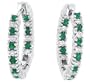 0.48ct Genuine Emerald Inside Out Hoop Earrings with Diamonds in 14Kt White Gold