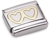 Nomination Composable Classic LOVE Edelstahl und 18K-Gold (Doppeltes Herz) 030116