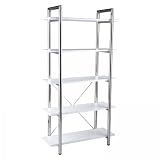 ITALMODERN Laurence-5 Leather Bookcase; White/Chrome