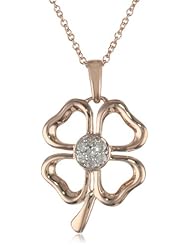 Womens 10k Rose Gold Diamond 4-leaf clover Pendant Necklace (0.06 cttw, I-J Color, I2-I3 Clarity), 18"