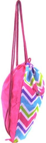 Chevron Drawstring Cinch Bag Gym Sports Pink Blue White Green Purple