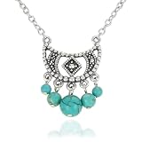 Sterling Silver Marcasite Turquoise Necklace, 17