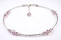 Alexandrite - June .925 Sterling Silver Swarovski Crystal Ankle Bracelets - Adjustable Birthstone Beaded Anklets