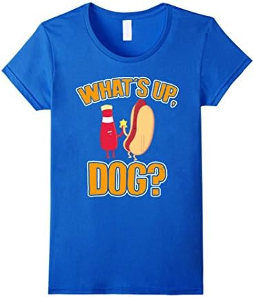 Women's What's Up Dog? Dawg Cute Funny Hilarious Pun Joke Tee Shirt Medium Royal Blue