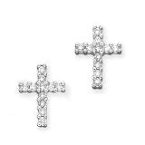 14K White Gold 1/4 ct. Diamond Cross Earrings