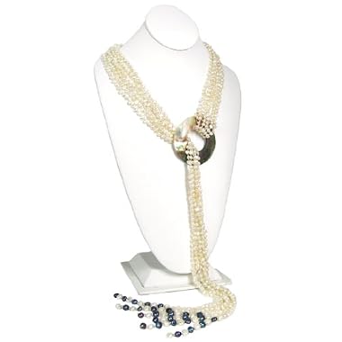 {Valentine's Lightning Deal} HinsonGayle Glamour Collection "Cleopatra" White Cultured Pearl Six-Strand Lariat Necklace 35 Inches