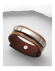 Brown Leather Bracelet In White Base