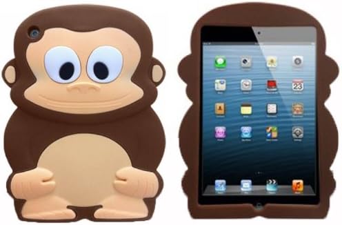 BYG Monkey 3D Sun Wukong Cartoon Soft Shell Case Cover for iPad Mini 7.9 Brown + Gift 1pcs Phone Radiation Protection Sticker