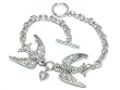 Two Love Birds Silvertone Link Bracelet Fashion Jewelry