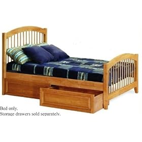 Twin Size Windsor Style Platform Bed with Footboard Caramel Latte Finish by Atlantic Furniture