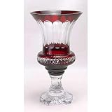 Footed Glass Vase in Clear & Ruby Red