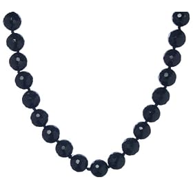 14k Yellow Gold Filled 8mm Faceted Black Onyx Bead Necklace, 16 by Amazon.com Collection