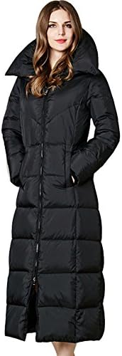 Voguecool Women's Maxi Down Coat with Oversized Collar (Asian M,black)