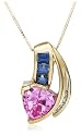 10k Yellow Gold Trillion Cut Lab Created Pink and Ceylon Sapphire Pendant w/ Diamond Accent