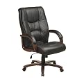 Office Star High-Back Leather Executive Chair - Black