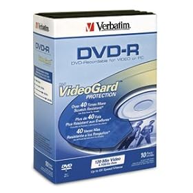 Click here to buy Verbatim DVD-R 4.7GB 8X 10pk Video Trimcases With VideoGard Protection by Verbatim.