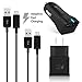 Quick Charge 2.0, Ixir Cable, Car & Wall Charger Set -Includes (2) 3.8 Ft Micro USB Cable, (1) Car Charger, and (1) Wall Charger for Galaxy S7 S6 Edge Plus, Note 4 5, LG G4, Nexus 6 (BLACK)