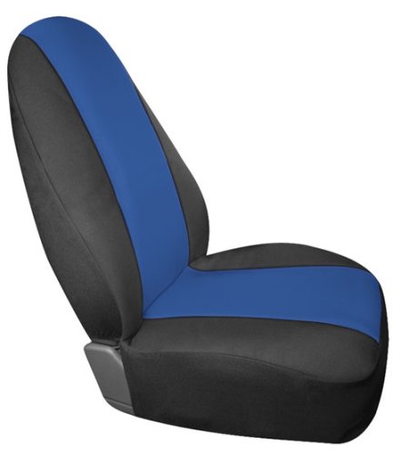 Saddleman S 199002-03 Custom Made Front Bucket Seat Covers - Neoprene Fabric, Black/Blue