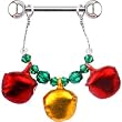 Handcrafted Austrian Crystal Holiday Jingle Bell Nipple Ring MADE WITH SWAROVSKI ELEMENTS