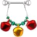 Handcrafted Austrian Crystal Holiday Jingle Bell Nipple Ring MADE WITH SWAROVSKI ELEMENTS