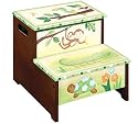 Furniture online: Kid's Step Stool Storage - Papagayo Animals Green & Brown Finish