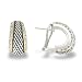 Eve's Addiction Sterling Silver CZ Cable Earrings With Gold Accents
