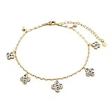 Pugster Golden Flower Ankle Bracelet Anklet Swarovski Crystal Lobster Clasp