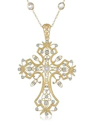 Sterling Silver Genuine White Topaz and Crystal Gold Plated Pendant Necklace