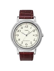 Timex Unisex Classics Series Cream Dial Stainless Steel Case Brown Leather Strap Watch T2N665