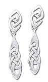 Solid Sterling Silver Crisscross Long Celtic Earrings