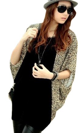 (Clack) レディース 大きいサイズ 7分袖 チュニック ドルマン レオパード 切替 豹柄