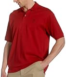  : IZOD Men's Short Sleeved Crested Solid Interlock Knit Polo, Real Red, Medium