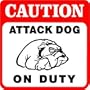 CAUTION: ATTACK DOG ON DUTY bulldog nap sign