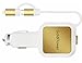 Goldflower Car Charger (24W/4.8A 2 Ports)with Retractable cord 2 in 1 Charging Connector for iPhone 6S/ 6s Plus, iPad Air 2 / mini 3, Galaxy S6 / S6 Edge and More (White-gold)