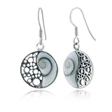Sterling Silver Shiva's Eye Swirl Shell Yin Yang Symbol Earrings for Women