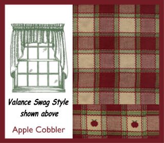 COUNTRY Kitchen APPLE cobbler CURTAIN swag DECOR NEW
