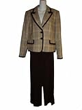 WOMEN'S NINE WEST TWO PIECE KENSINGTON PANTS SUIT SIZE 16 (CHOCOLATE)