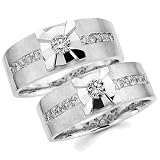 14K White Gold Round Diamond His and Hers Wedding Rings 2 Pieces Couple Rings Set 410SfIGxOGL. SL160 14K White Gold Round Diamond His and Hers Wedding Rings 2 Pieces Couple Rings Set