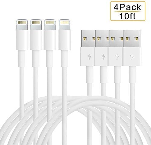 8 Pin Lightning to USB Cable Syncing and Charging Cord for iPhone SE, 6s plus, 6s, 6 plus, 6, 5s, 5c, 5, iPad Air, iPad mini, iPod nano and iPod touch (White, 10)