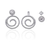 Sterling Silver 1 ct. Cubic Zirconia Detachable Swirl Design Earring Jackets