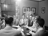 University of Michigan Medical School Students Playing a Game of Poker after Classes Photographic Poster Print by Alfred Eisenstaedt, 16x12