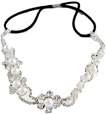 Crystal Headband D11 Clear Evening Bridal Black Elastic Band