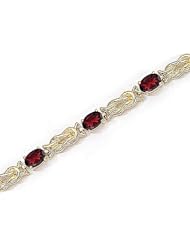 14kt Yellow Gold Oval Garnet Bracelet.