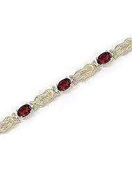 14kt Yellow Gold Oval Garnet Bracelet.