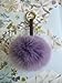 Fluffly Real Fox Fur Big Pom Pom Doll Ball Keyring / Bag Charm Gold Ring (Big Plum purple)