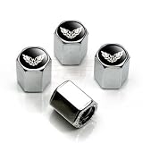 Pontiac Trans Am Black Logo Chrome Tire Stem Valve Caps