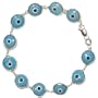 Sterling Silver Turquoise Color Evil Eye Bracelet