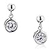 Sterling Silver Round CZ Drop Earrings w/ title=