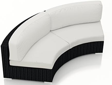 Harmonia Living Urbana Eclipse Modern Wicker Curved Loveseat with Natural Sunbrella Cushions (SKU HL-URBN-E-CB-CLS-CN)